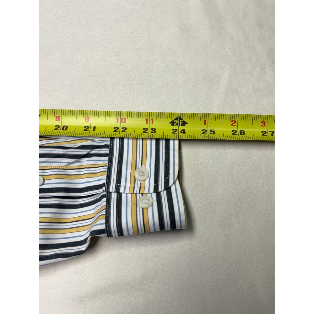 Facconable Striped Button Down Shirt Men Size M L… - image 9
